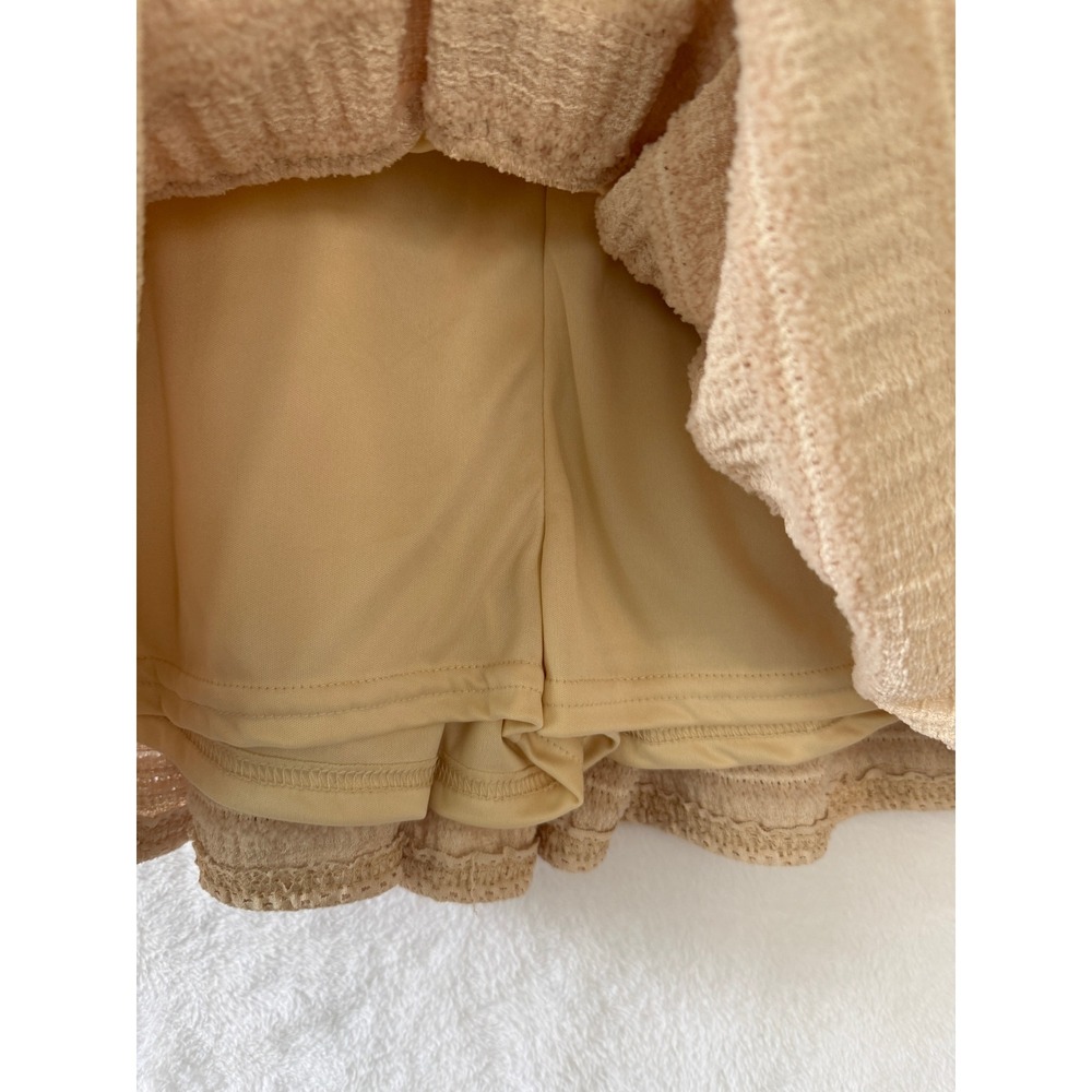 Tiered Lace Skort Women Coquette Boho Ruffle Beige Small - Picture 2 of 5